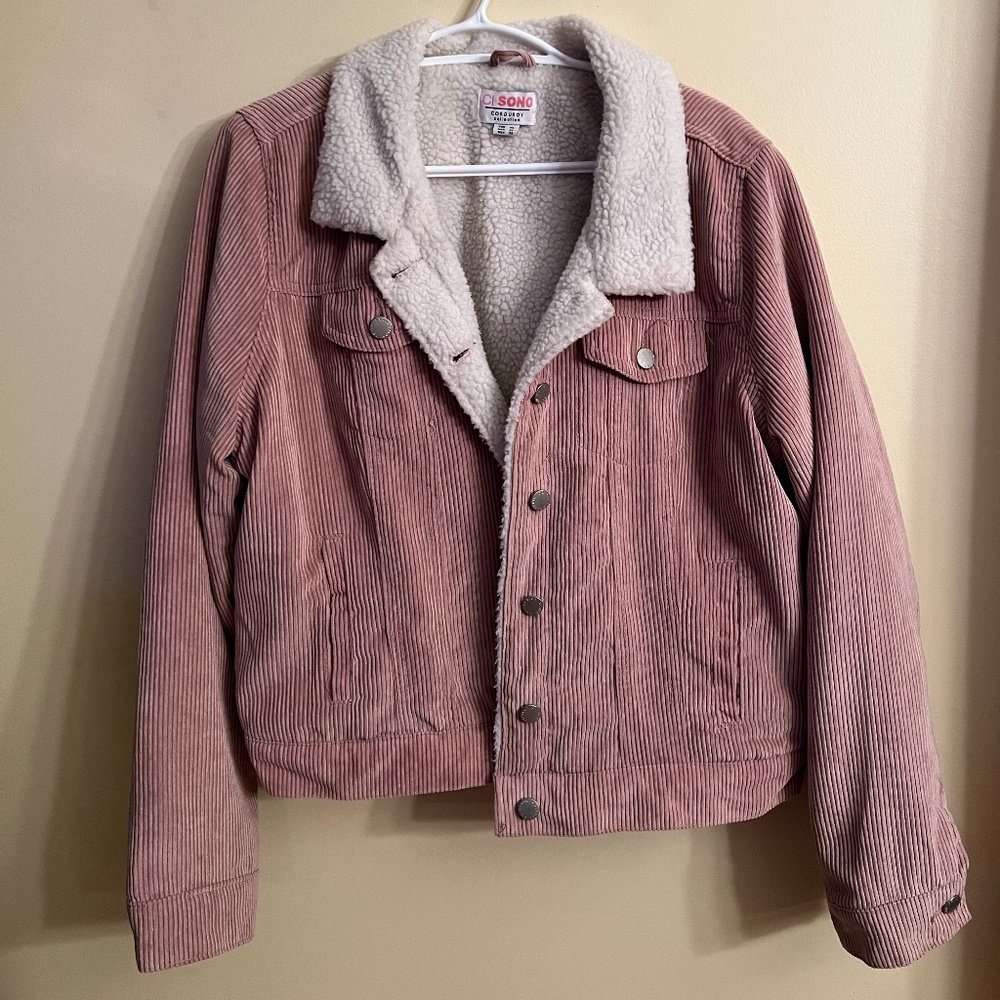 Pink Corduroy Fuzzy Jacket
